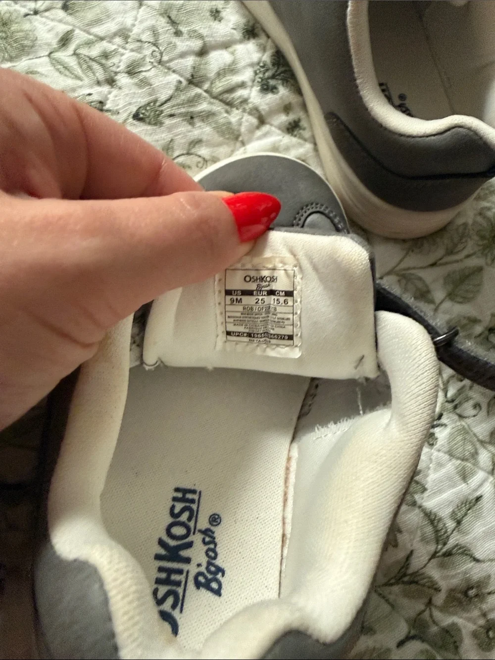 OshKosh B'gosh Grey Kids Velcro Sneakers with Blue Accent